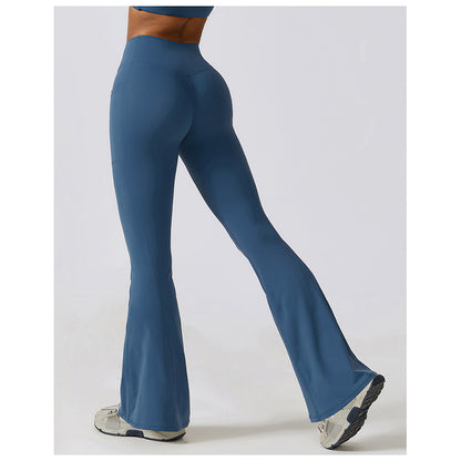 Casual Front V Deep High Waist Wide Legged Butt Lifting Yoga Flared Pants for Dance, Sports