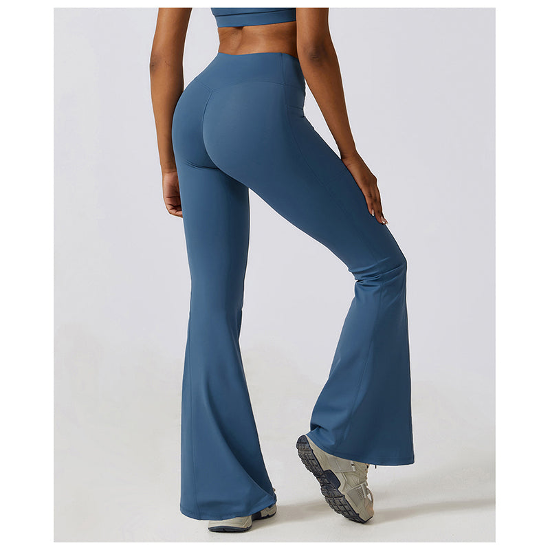 Casual Front V Deep High Waist Wide Legged Butt Lifting Yoga Flared Pants for Dance, Sports