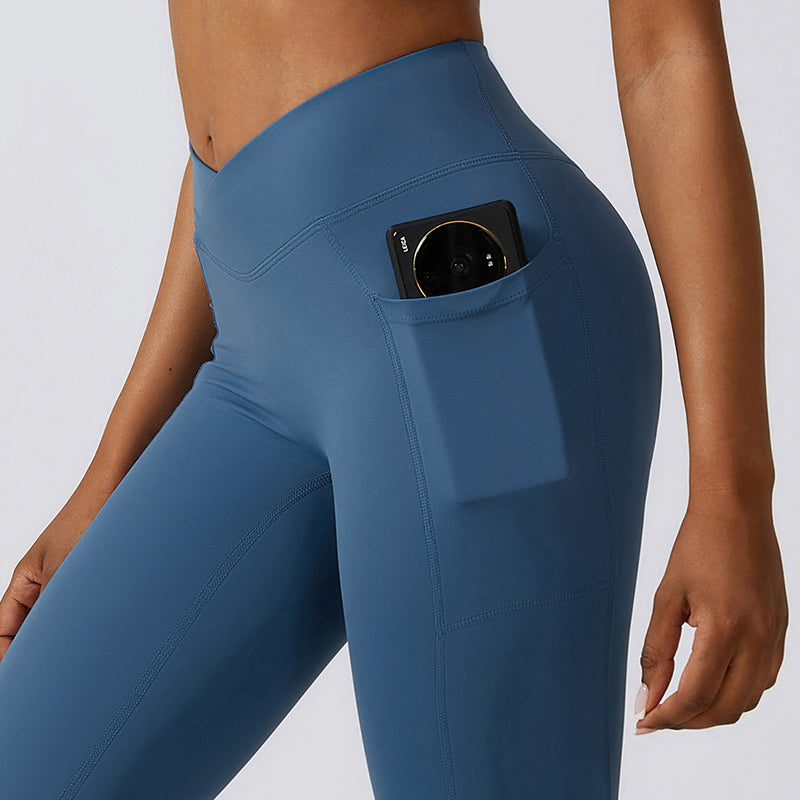 Casual Front V Deep High Waist Wide Legged Butt Lifting Yoga Flared Pants for Dance, Sports