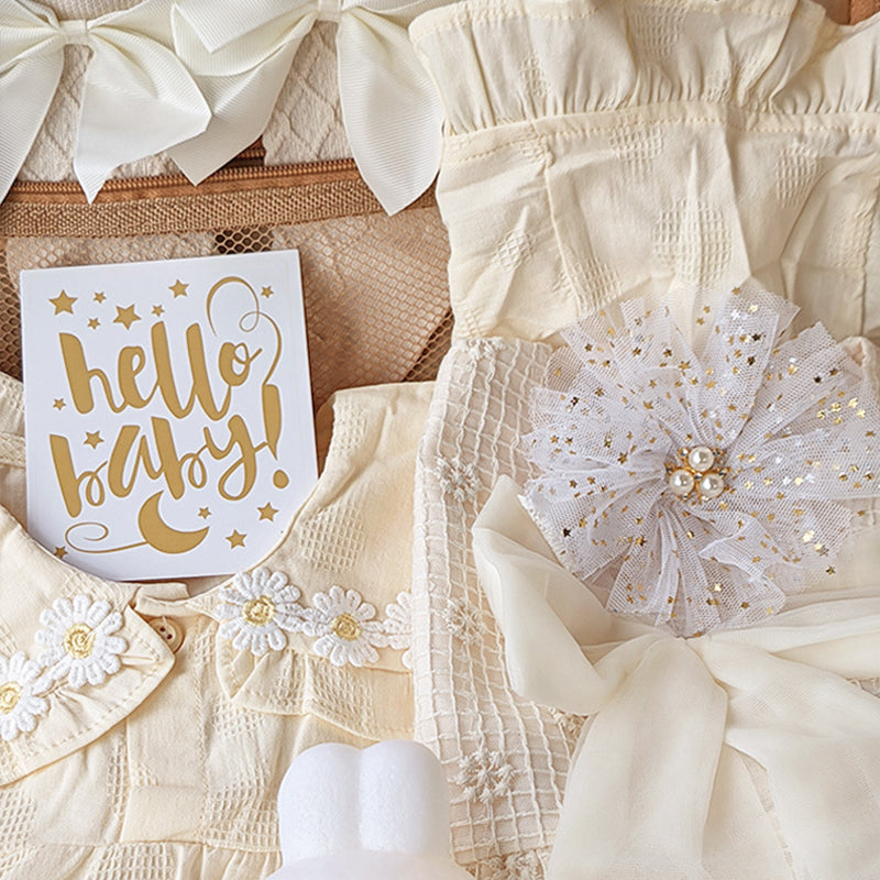 Champagne Princess Dress Newborn Gift Box 0-18M Baby Cloth Set