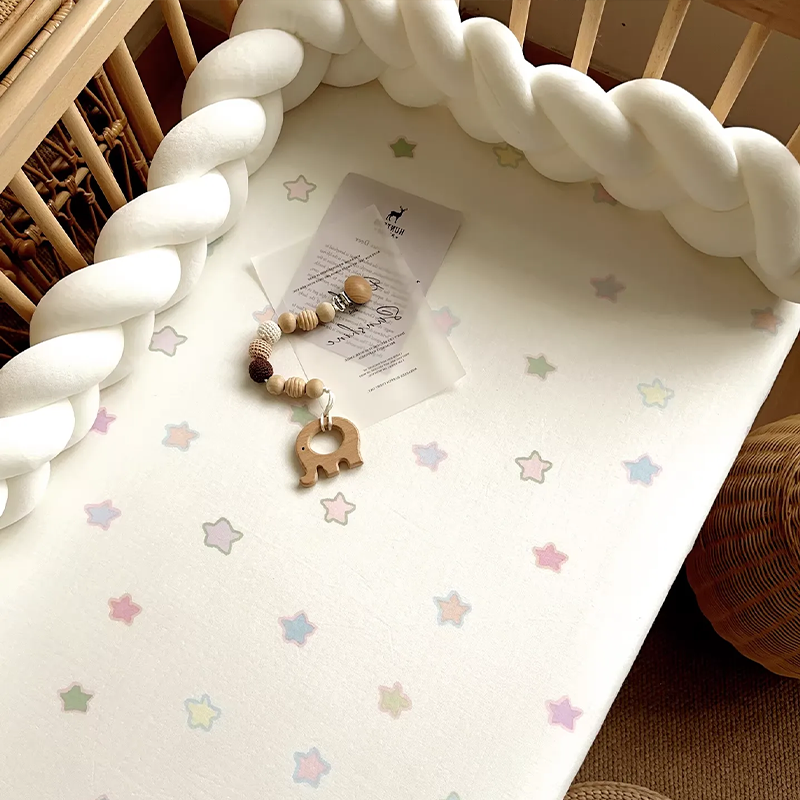 Customizable 100% Cotton Double-Layer Gauze Fitted Crib Sheet For Standard Crib