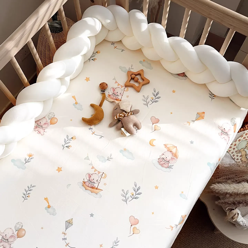 Customizable 100% Cotton Double-Layer Gauze Fitted Crib Sheet For Standard Crib