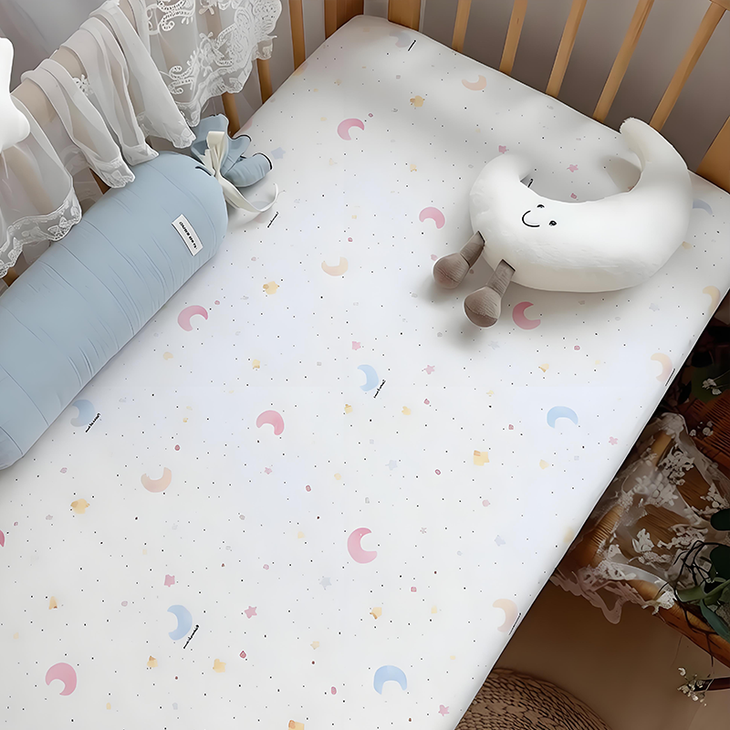 Customizable 100% Cotton Double-Layer Gauze Fitted Crib Sheet For Standard Crib