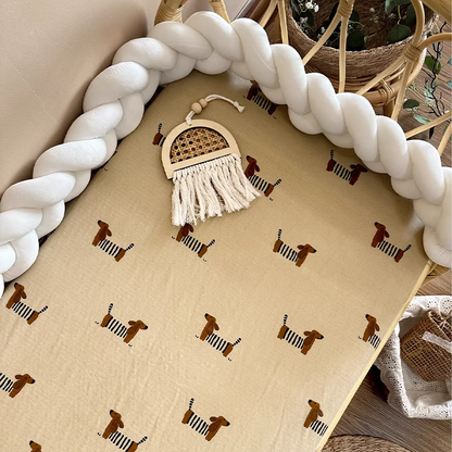 Customizable 100% Cotton Double-Layer Gauze Fitted Crib Sheet For Standard Crib