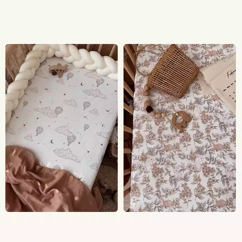 Customizable 100% Cotton Fitted Crib Sheet For Standard Crib