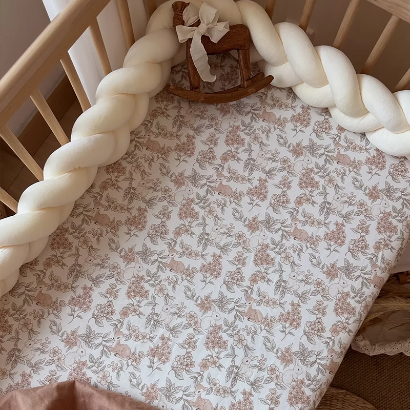 Customizable 100% Cotton Fitted Crib Sheet For Standard Crib