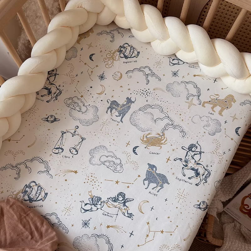Customizable 100% Cotton Fitted Crib Sheet For Standard Crib