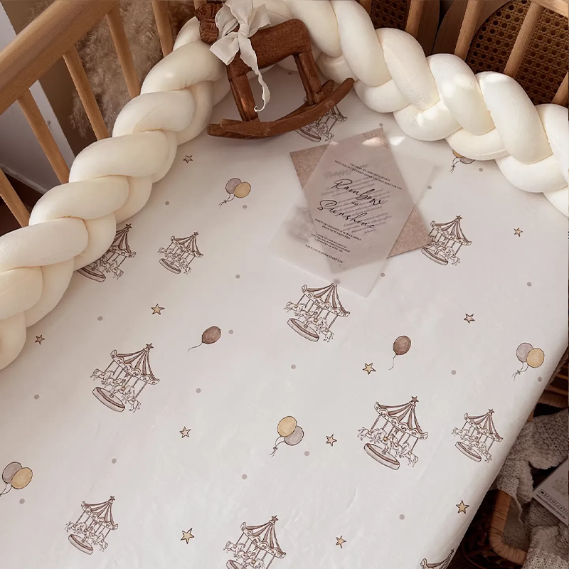 Customizable 100% Cotton Fitted Crib Sheet For Standard Crib