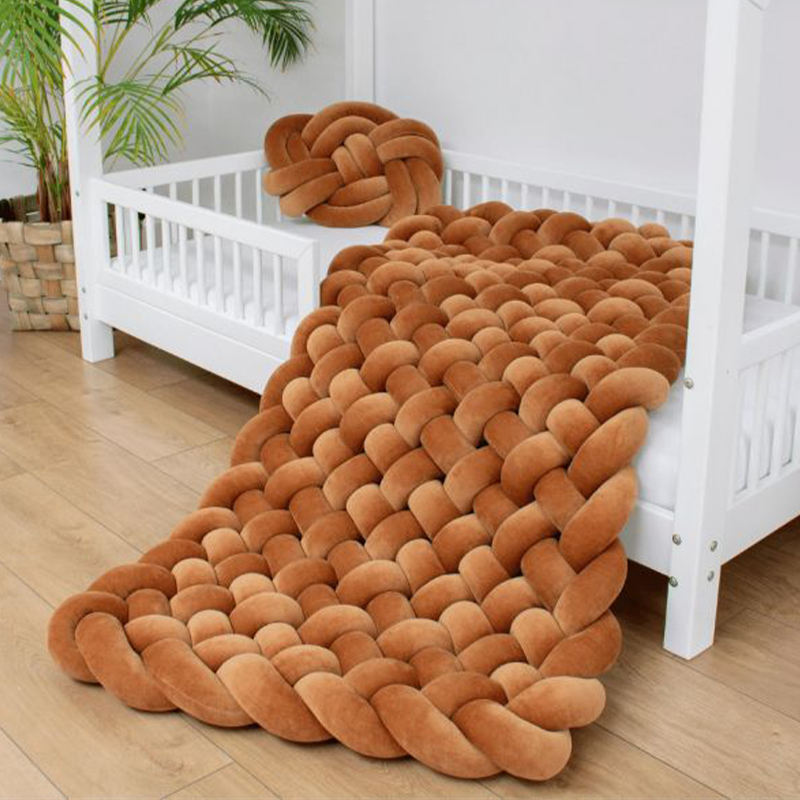 Floor Cushion Custom Seating Rug with Plush & Teddy Braided Play Mat Play Mattress