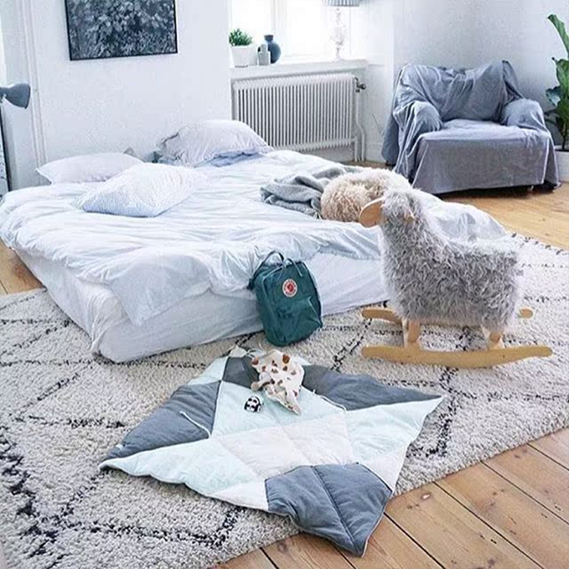 Playmat and Blanket All-in-One Quilted Block Mat Paper Cranes Decor Rug Padding