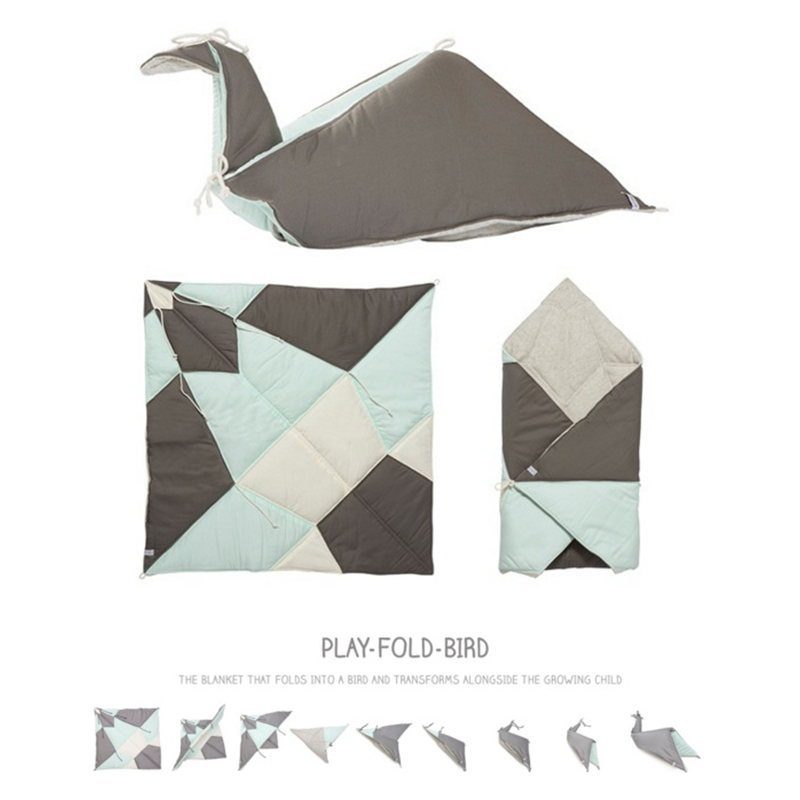 Playmat and Blanket All-in-One Quilted Block Mat Paper Cranes Decor Rug Padding