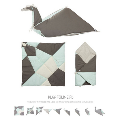 Playmat and Blanket All-in-One Quilted Block Mat Paper Cranes Decor Rug Padding