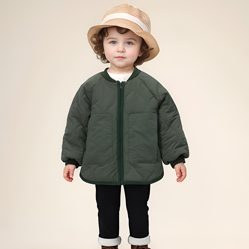 Infant Toddler Army Green Quilted Jacket Anti-Water