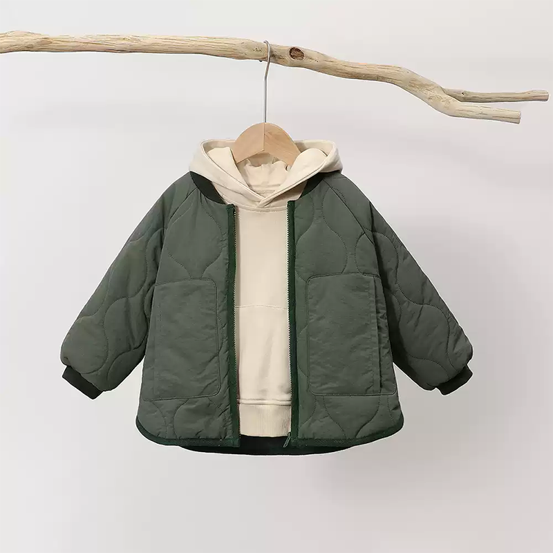 Infant Toddler Army Green Quilted Jacket Anti-Water
