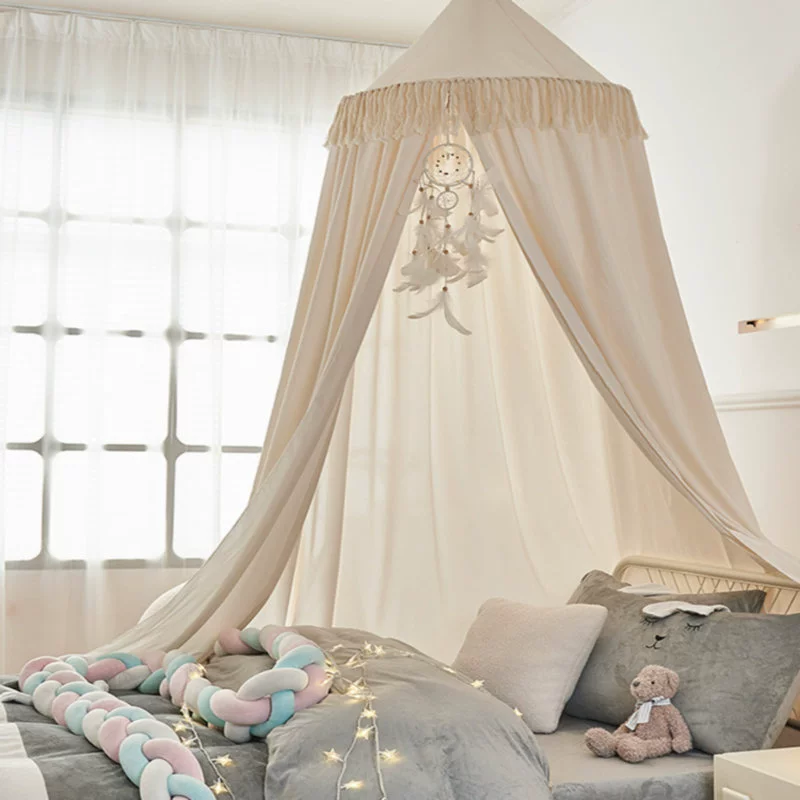 Creamy Large Dome Semi-Shading Hanging Indoor Tent