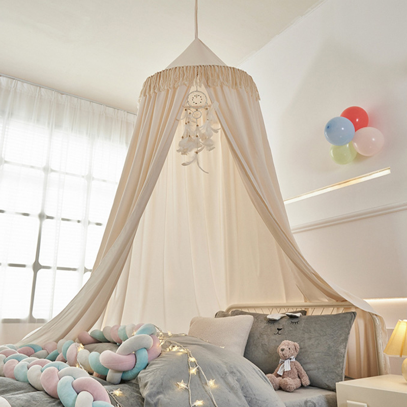Creamy Large Dome Semi-Shading Hanging Indoor Tent