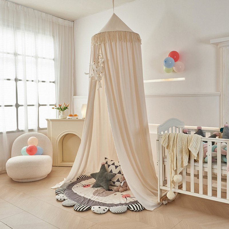 Creamy Large Dome Semi-Shading Hanging Indoor Tent