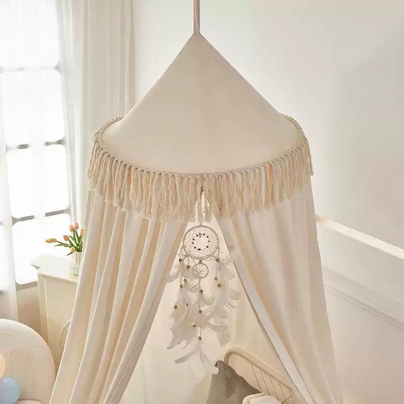 Creamy Large Dome Semi-Shading Hanging Indoor Tent