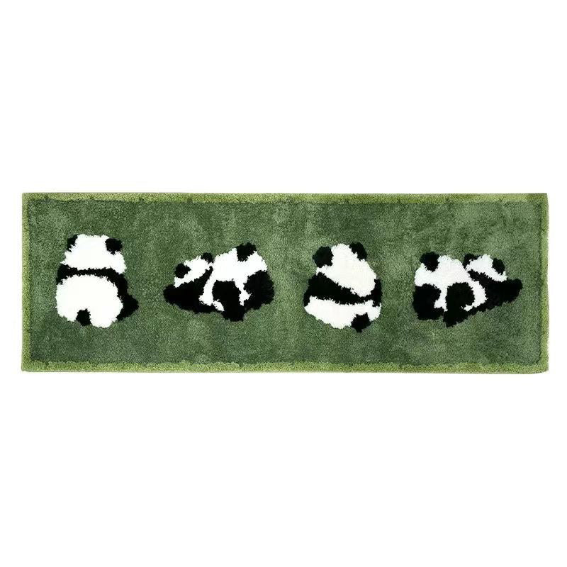 Long Square Rugs - Panda on the Grass