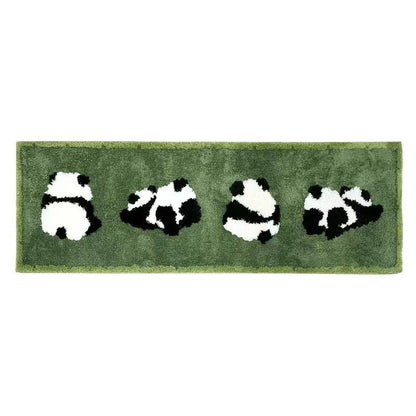Long Square Rugs - Panda on the Grass
