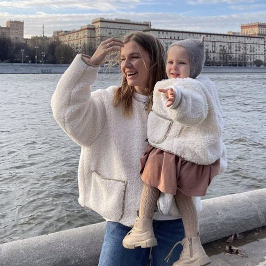 Mommy & Baby Furry Tops Coat for Autumn Winter