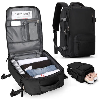 Multifunctional Backpack with Large Capacity USB Port Rechargeable Travel Bag
