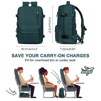 Multifunctional Backpack with Large Capacity USB Port Rechargeable Travel Bag