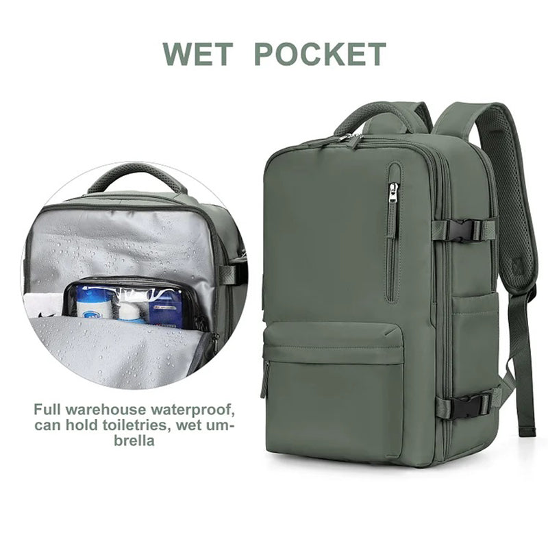 Multifunctional Backpack with Large Capacity USB Port Rechargeable Travel Bag
