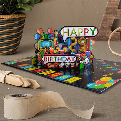 Pixel Letters DIY Age Happy Birthday Pop-Up Card