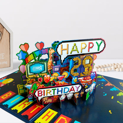 Pixel Letters DIY Age Happy Birthday Pop-Up Card