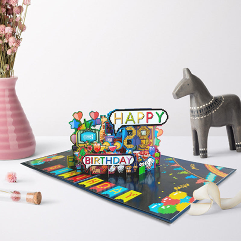 Pixel Letters DIY Age Happy Birthday Pop-Up Card