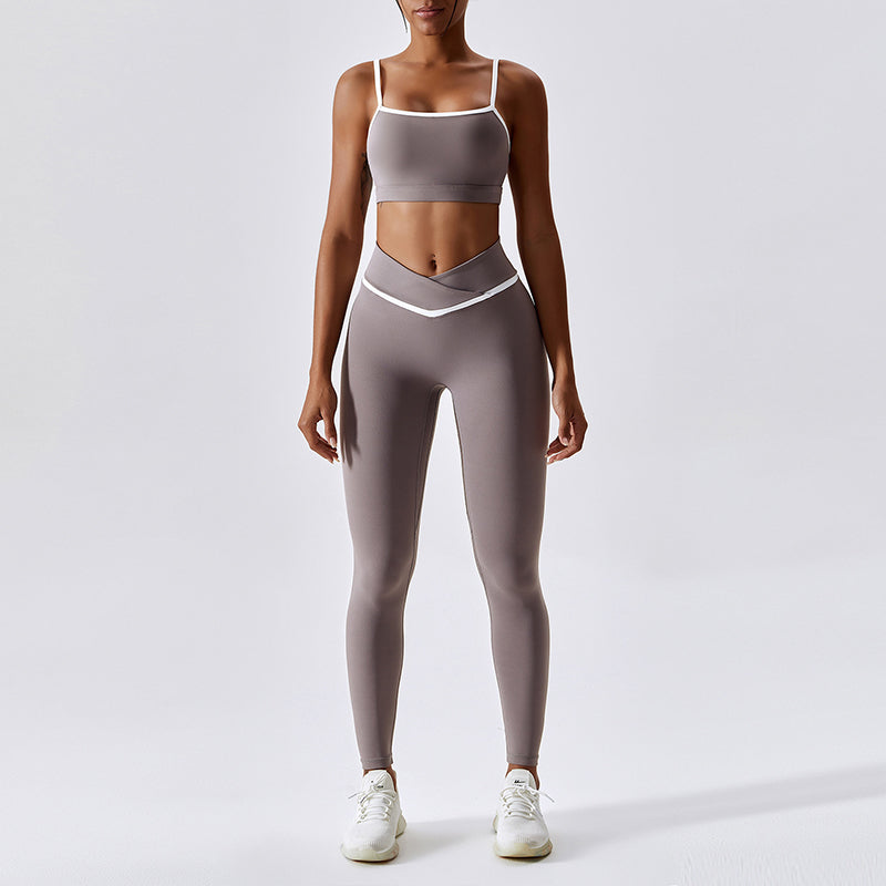 Shockproof Quick Drying Tight Fitness Yoga Tops & Pants for Running, Exercise