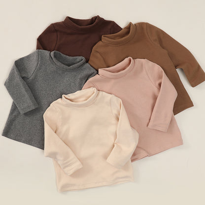 Baby and Child Solid Color High Collar Warm Base Long Sleeves
