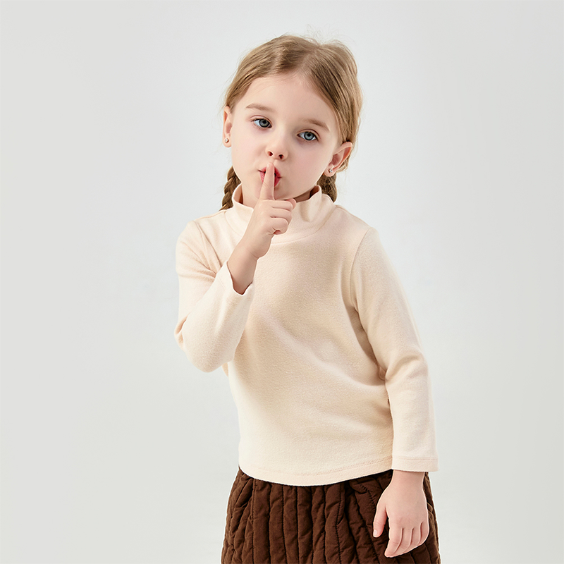 Baby and Child Solid Color High Collar Warm Base Long Sleeves