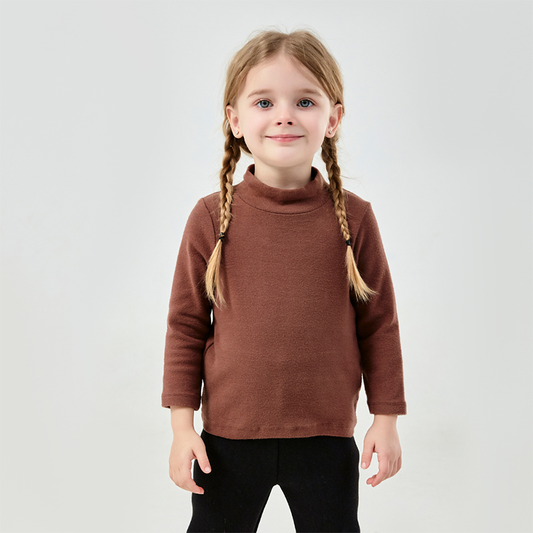 Baby and Child Solid Color High Collar Warm Base Long Sleeves
