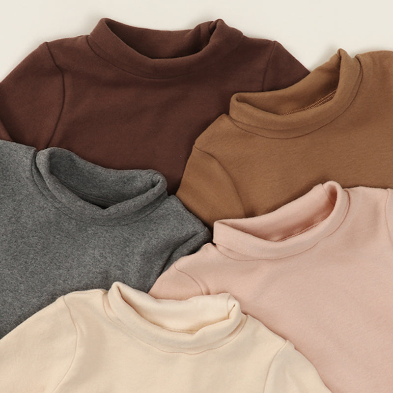 Baby and Child Solid Color High Collar Warm Base Long Sleeves