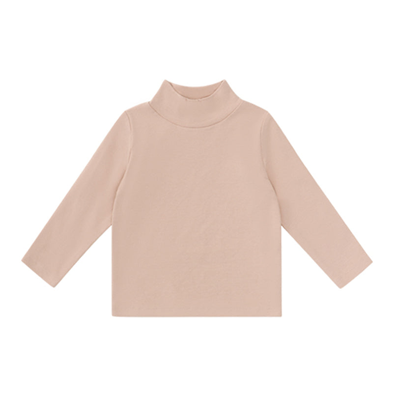 Baby and Child Solid Color High Collar Warm Base Long Sleeves