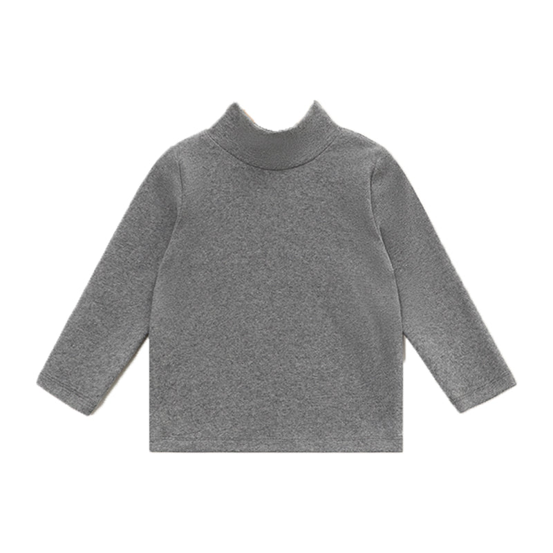 Baby and Child Solid Color High Collar Warm Base Long Sleeves