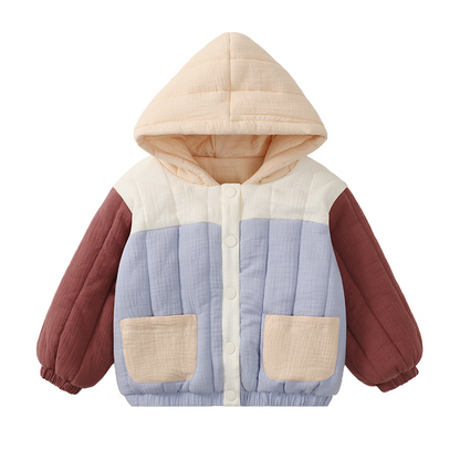 Thickened Quilted Jacket with Gauze Large Pockets Tapered Pants