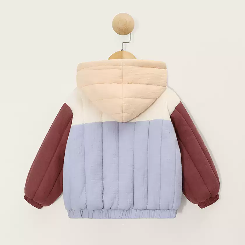 Thickened Quilted Jacket with Gauze Large Pockets Tapered Pants