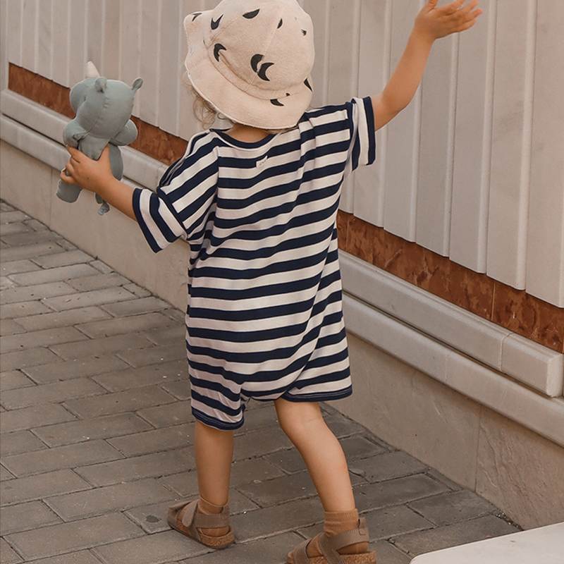 Thin Oversized Onesie Striped Outer Wear Jumpsuit for Summer