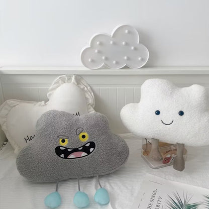 White and Grey Cloud Cute Pillow Cushion for Bedside, Baby Crib, Bedroom Decoration
