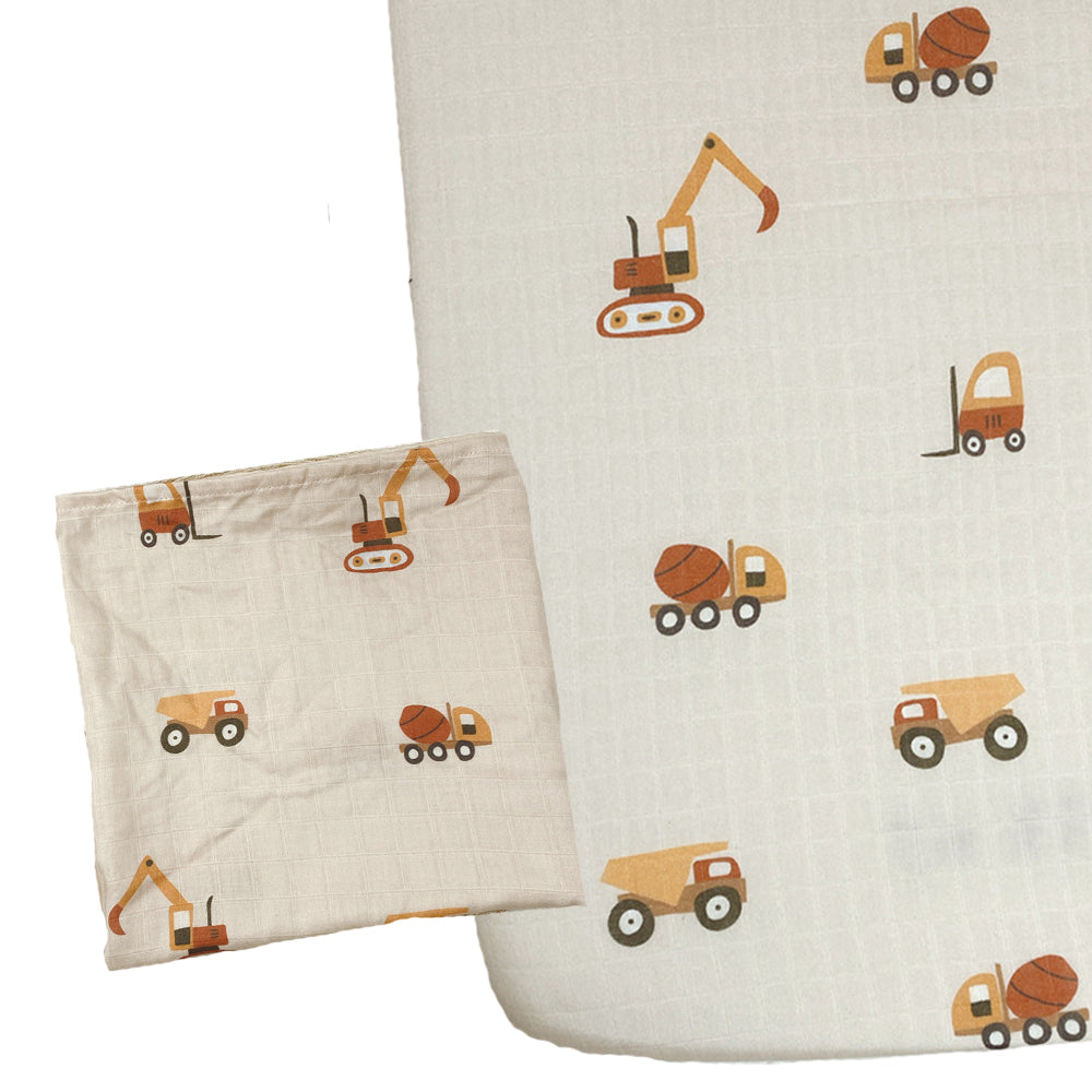 Muslin Fitted Crib Sheet with Swaddle Blanket Set