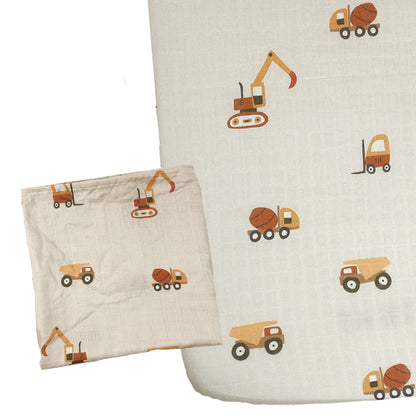 Muslin Fitted Crib Sheet with Swaddle Blanket Set