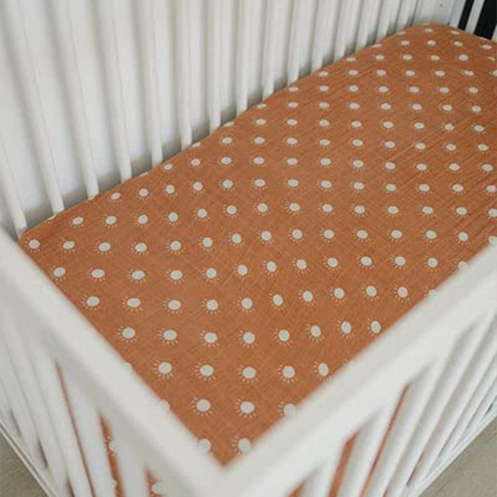 Muslin Fitted Crib Sheet with Swaddle Blanket Set