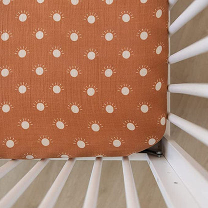 Muslin Fitted Crib Sheet with Swaddle Blanket Set