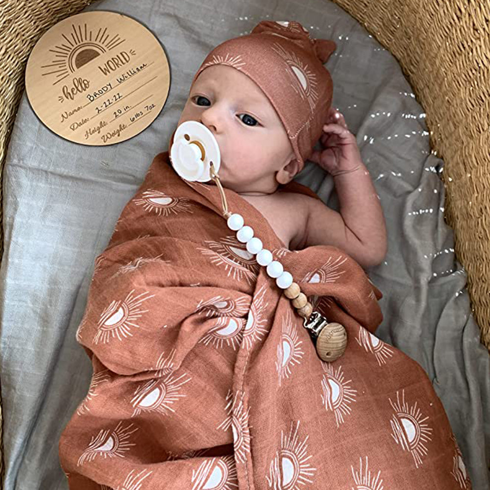 Muslin Fitted Crib Sheet with Swaddle Blanket Set