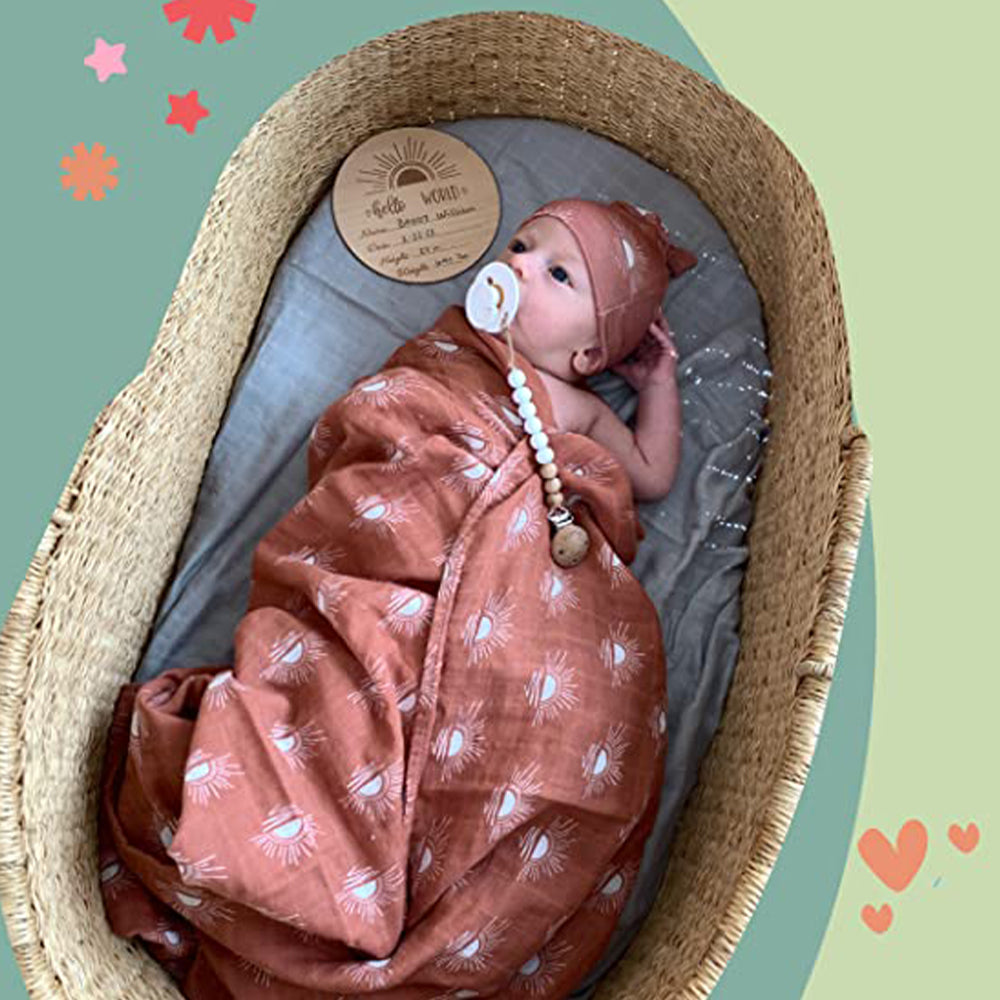 Muslin Fitted Crib Sheet with Swaddle Blanket Set