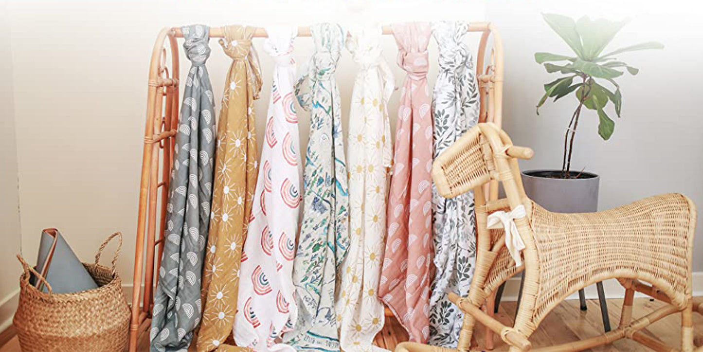 Muslin Fitted Crib Sheet with Swaddle Blanket Set