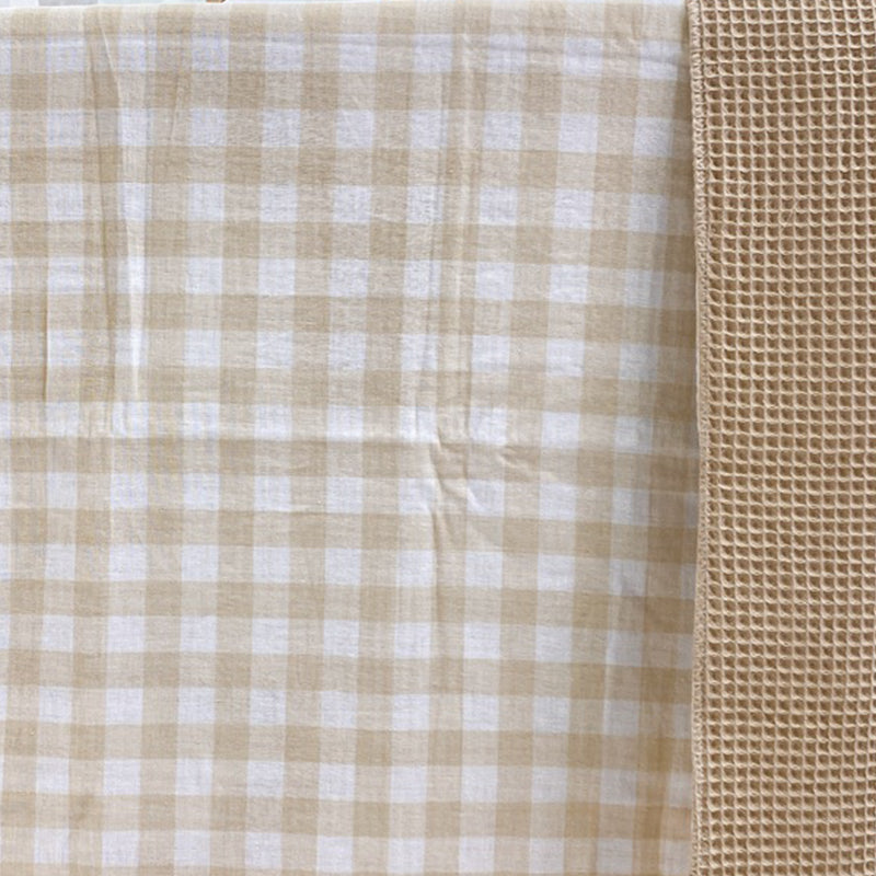 Plaid Waffle Gauzes Baby Blanket With Bunny Plaque Set